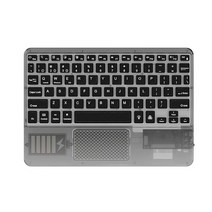 접이식 키보드 무선 터치 패드가 있는 투명 RGB 블루투스 키보드 iPad 안드로이드 iOS 윈도우 태블릿용 충, 한개옵션2, 03 Black, 03 Hebrew Layout