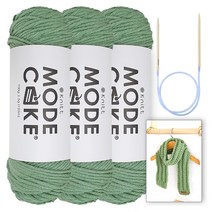 [니뜨] 모드케이크(100g) 뜨개실x3볼+아르토머플러도안+줄바늘6.0mm, 15_민트