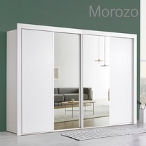 [모로조] 서울무료배송/ 라오르 12자(3390mm) 슬라이딩장농(이불장2통+양복장2통)붙박이장/수납장/드레스룸/옷장/가구, 05) 반거울(은경)