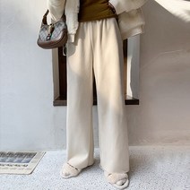 제이블리 퍼 안감 코듀로이 벨벳 밴딩 와이드 팬츠