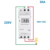 24시간 타이머 콘센트 전자 주간 7 일 프로그래밍 가능 THC15 AC220/230/240V 30A 디지털 LCD 전원 가능한 시간 스위치 릴레이 UL Li, 01 30A220V1NO1NC, 01 30A220V1NO1NC