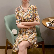 화사한 봄 여름 꽃무늬 플라워 데일리 여친룩 로맨틱 데이트 반팔 롱 원피스