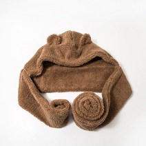 곰돌이목도리 2022 패션 겨울 여성 참신 Beanies 모자 따뜻한 귀여운 곰 귀 캐주얼 플러시 스카프 세트 솔리드 선물
