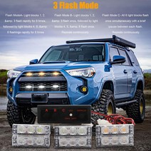 경광등 비상등 교통사고 자동차 18led 스트로브 비상 플래시 경고 그릴 라이트 오토바이 깜박이 조명 Dc 1, 01 black