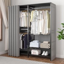 튼튼한헹거 이동식행거 옷방 시스템코너 커튼 접이식 스텐 옷가게 낮은 옷걸이 수납 스탠드, B