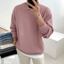 오버핏 골지 니트 스판 맨투맨 티셔츠(8color)
