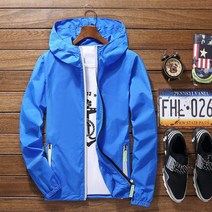 오토바이 자켓 오토바이옷썬스크린 방수 비치 캐주얼 자켓 울트라 라이트 남성 여름 후드 슈퍼 얇은 윈드, 02 파란