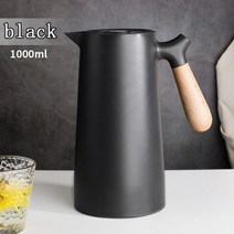 보온 보냉 주전자 1000ml 북유럽 스타일 대용량 병 절연 뜨거운 물병 손잡이 이동식 가정용 커피 포트, 검은색, 301-400ml