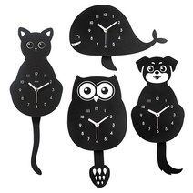 국산 플라이토 블랙 애니멀 무소음 디자인 추 벽시계, 블랙웨일 Whale, 상세페이지 참조4