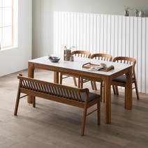 [4만원★즉시할인]장인가구 디네트 컴포트 세라믹 6인용 식탁세트 벤치형, 내추럴