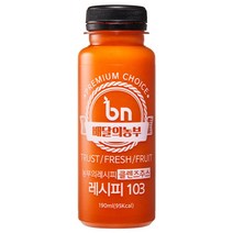 드림스토리 배달의 농부 레시피103 190ml 100% 클렌즈 주스 생과일 아침에 건강 과채 착즙 과일 야채 그린 푸룬 음료 과즙 쥬스, 1병