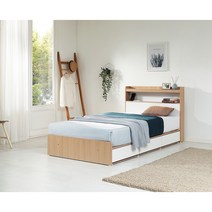 토드 LED 미니 원룸 서랍형 싱글침대 5가지 색상, 오크