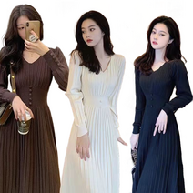 여성 브이넥 니트원피스 이너 겨울원피스 롱원피스 루즈핏 하객룩