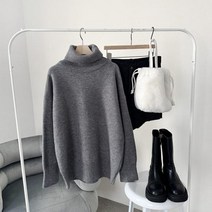 울혼방 폴라박스니트스웨터 1112230TOP amp TEE 폴라 반폴라니트 베이지 Beige 블랙 Black 그레이 Gra