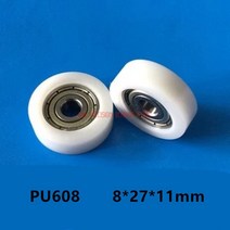 미니어처 베어링 608 플라스틱 코팅 고무 8x27x11mm 플랫 풀리 나일론 롤러 하드웨어