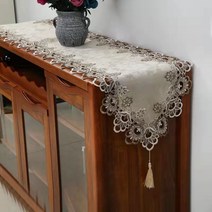SKANDSALO 테이블 플래그 긴서랍 커피테이블 식탁 천패브릭 커버, 테이블 플래그 : 40 x 290cm, 2 색 레이스 (페넌트)