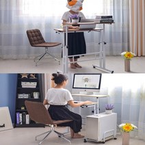 서서 일하는 높낮이 조절 책상 키높이 스탠딩 테이블 서있는 높은 모션 데스크, 오크(고급형)