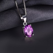 JewelryPalace 정품 천연 보라색 자수정 펜던트 목걸이 925 스털링 실버 여성 보석 진술 체인 없음, 한개옵션0
