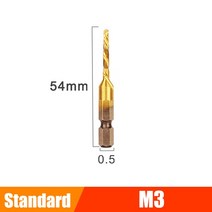 나사탭 태핑세트 드릴탭 나사 미터법 나사 탭 드릴 비트 세트 HSS 1/3/6 개 티타늄 도금 육각 생크 나사, 01 Standard M3 Gold