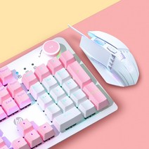 기계식 키보드 녹색 축 블랙 유선 컴퓨터 게임 키캡 usb, free, 벚꽃-레인보우 라이트 + 레인보우 마우스