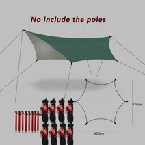 아릭시 Aricxi 백패킹 캠핑클럽 클래식 티피타프 커브드 타프 타프스크린 아이보리, 육군 녹색