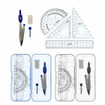 대진교육 컴퍼스 삼각자등 7종 세트 각도기 삼각자 포함 (색상 랜덤 발송), 1개