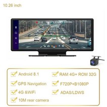 anfilite 10 inch android 8.1 car dashcam 4g adas 1080p 레코더 registrar fhd dual lens car dvr 카메라 2+32g, 아니 tf 카드, 4g 10m 후면 카메라