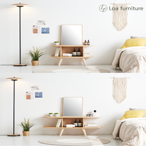 로아가구 아리엘 고무나무 원목 800 1200 좌식 화장대, 내추럴