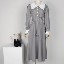 퍼니걸스 9585 빅카라 체크 벨트 세트 롱 원피스 여성의류