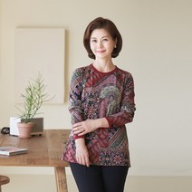 엄마옷 마담4060 패치나염라운드티셔츠-RMTE301004-