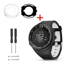 순토 2in1 tpu 케이스 커버 + 순토 코어용 실리콘 시계 밴드 순토 코어용 스마트 시계 스트랩 순토 스트랩 코어 팔찌 밴드 다이빙컴퓨터시계, 하얀