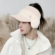 엠크루엘 여성 귀마개 골프 모자 겨울 방한 캡, 아이보리IV, 1개