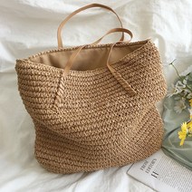 밀짚백녀 2021 여름 코디 캐주얼 숄더백 대용량 캐주얼 밀짚가방-28648