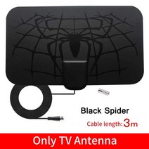 디지털 tv 신호 수신기 uhd 안테나 실내 마일 범위 증폭기 부스터, 검은 거미 안테나