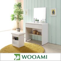 [우아미아이] 하니뷰800 서랍화장대세트(거울+의자포함), 색상:화이트오크