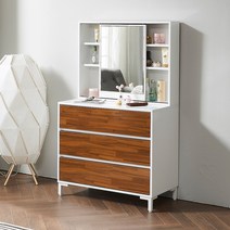 달리빙앤 셀레나 3단 서랍 화장대, 화이트멀바우