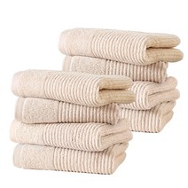 어스 원더 랜드 호텔수건 줄무늬 순면, 33*73cm  10장, 브라운