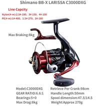 낚시 릴 시마노 BB-X LARISSA Iso 레버 스피닝 낚시 릴 2500DHG C3000DHG LBD, 04 C3000DXG