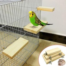 애완 동물 새 앵무새 나무 스탠드 퍼치 거울 플랫폼 재미 케이지 씹는 장난감 애완 동물 장난감 케이지 애완 동물 제품 발 연삭 장난감, 나무 색상 s