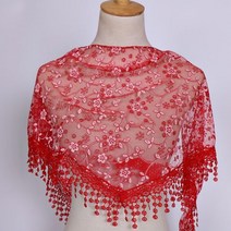 천주교 가톨릭 묵주 팔찌 13840cm 패션 수 놓은 레이스 베일 스카프 목도리 꽃 Headscarf 이슬람 머리 랩 카톨릭 두건, 138cm-40cm, 빨간