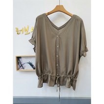 여성스러운 프릴소매 루즈핏 여성 여름반팔 허리셔링 린넨블라우스