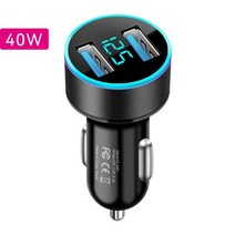 자동차 충전기 배터리 듀얼 USB 초고속 차량용 충전기 QC3.0 어댑터 아이폰 샤오미 삼성 화웨이 OPPO LED, 03 40W Black