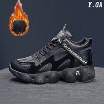 Y.GA 봄 가을 겨울 기모 여성 편안한 통굽 운동화 여자 패션 스니커즈 키높이 캐주얼 슈즈 굽높은 신발 미끄럼 방지 통기성이 좋다