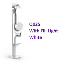 블루투스 무선 유튜브 belk 셀카 스틱 삼각대 with fill light 셔터 remote control for iphone xiaomi huawei ios android, q02s 화이트