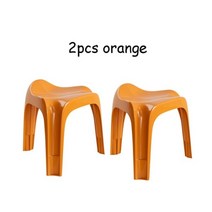 북유럽 모던 클래식 플라스틱 ABS 레진 낮은 스택 신발 교체 의자 침대 옆 탁자, 2pcs orange