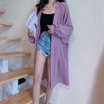 블루 쉬폰 래쉬가드 여 여름 한국판 루즈핏 숄