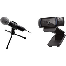 audio-technica ATR2100x-USB 마이크 재택근무 생방송 녹음 팟캐스트 해설 블랙, 마이크+웹캠 + ATR2100X-USB