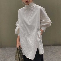 아마존 폭발 단색 셔츠 2021 봄 새로운 일본과 한국 패션 느슨한 재킷 랜턴 소매 긴 소매 셔츠 여성