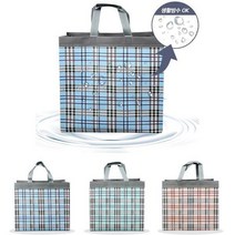 체크코팅백 부직포가방 장바구니 보조가방 선물가방, 01.체크코팅백(소)색상랜덤