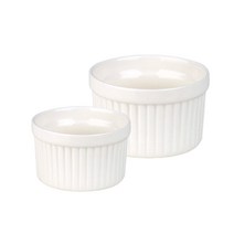 트래블앤쿡 스트라이프 도자기 래머킨 2P세트 원형 다용도볼 소스볼 간장 종지 피클 찬기, 화이트 2P